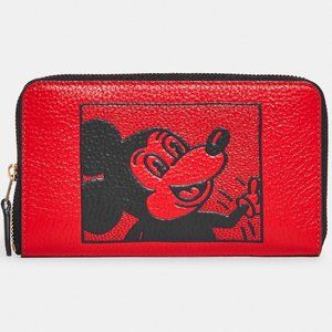BNWT Coach Disney Mickey Mouse X Keith Haring Medium Id Zip Wallet C6909